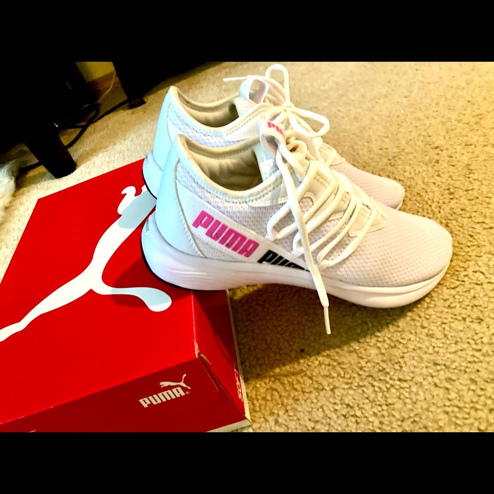 Puma White Pink Accent Athletic Sneakers